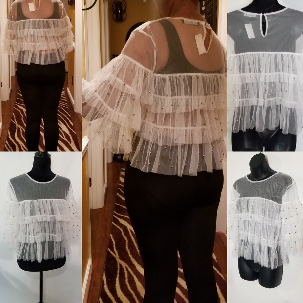 Tiered Ruffle  Mesh Top - Picture 3 of 5